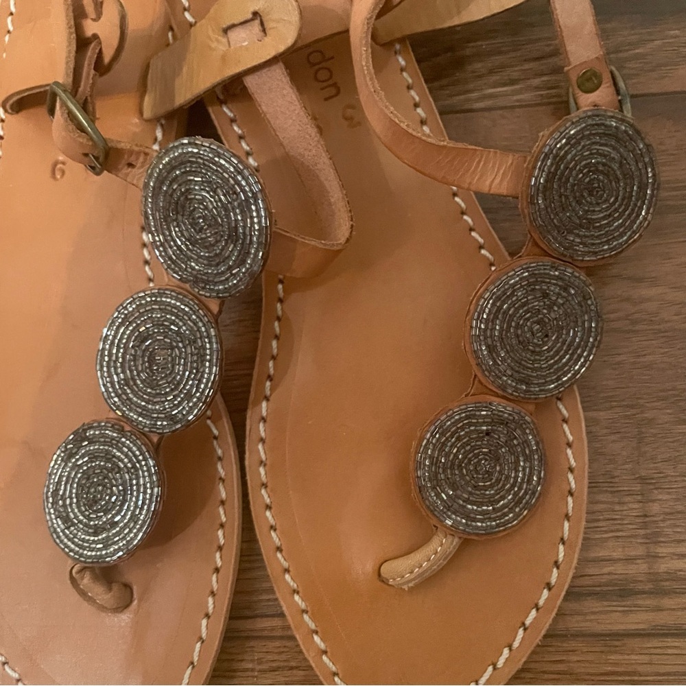 Laidback London Anthropologie handmade leather sandals beaded design Size 39 - Picture 10 of 14
